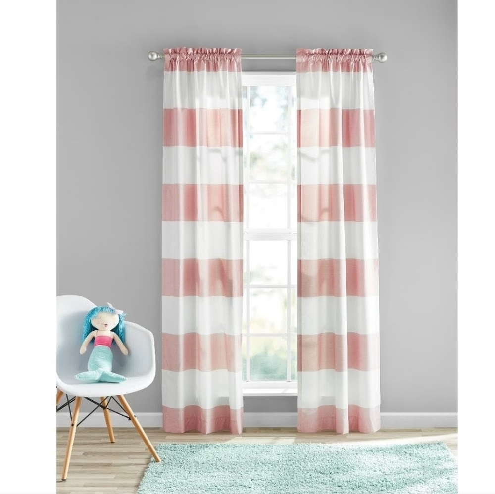 Your zone Pink and White Striped Room Darking  Curtains 30X84